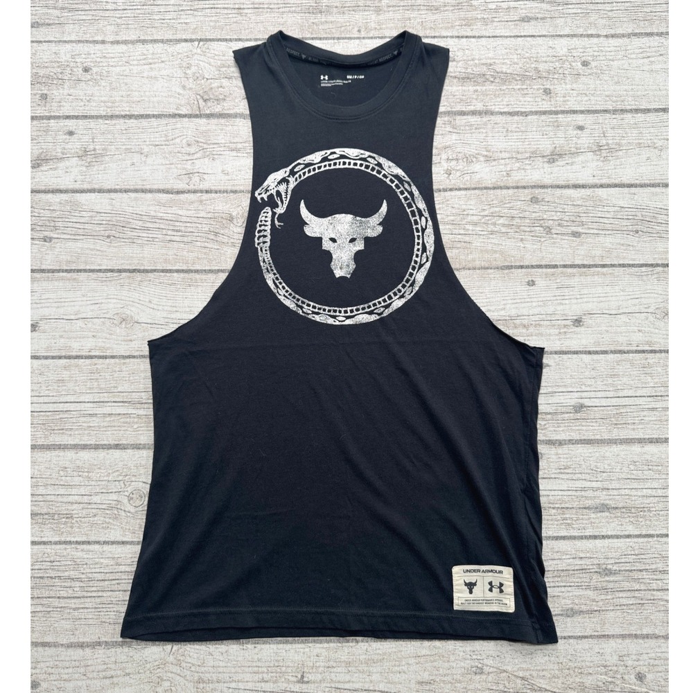Under Armour Muscle Tank Men's Small Black Brahma Bull Project Rock Sleeveless